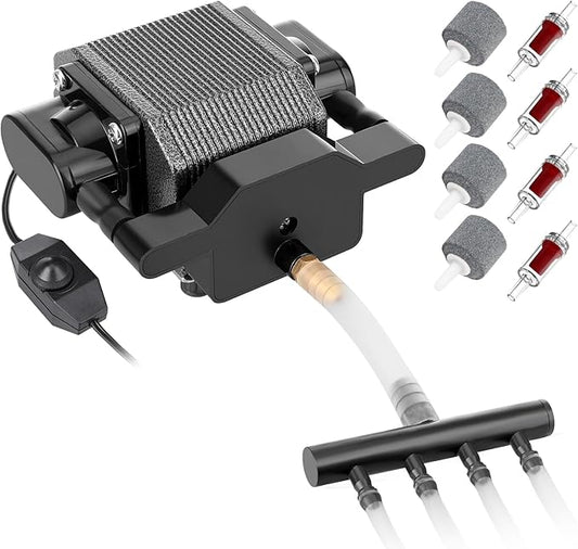 AquaMiracle 6/8/16W Quiet Fish Tank Air Pump 200/317/475GPH High Pressure Aquarium Air Pump Commercial Air Pump Pond Aerator Bubbler Hydroponics Air Pump-PawvioPets