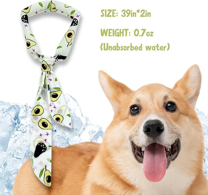 2pcs Cooling Scarf for Pets,Summer Cooling Scarves Keep Cats and Dogs Cool, Reused,Rrecycled,Suitable for Dogs (2pcs-Avocado)-PawvioPets