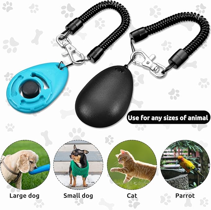 Frienda 18 Pieces Dog Training Clicker, Pet Behavioral Training Clickers with Wrist Strap for Dogs Cats Puppy Birds Horses(Multicolor)-PawvioPets