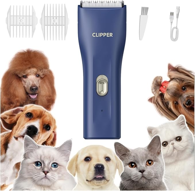 Dog Clippers,Quiet Washable USB Rechargeable Cordless Dog Grooming Kit,Electric Pets Hair Trimmers Shaver Shears for Dogs and Cats-PawvioPets
