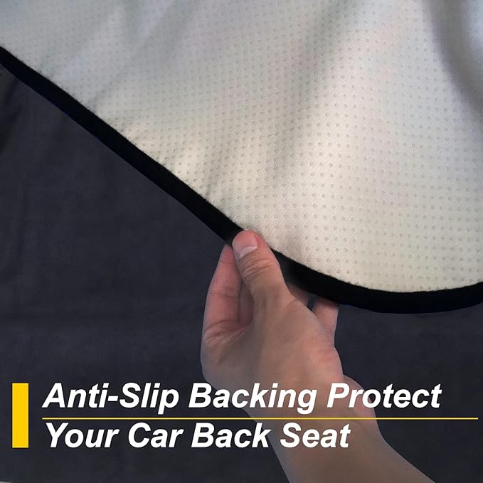 Back Seat Cover for Car Trucks Van SUV,Waterproof Rear Bench Towel Seat Covers for Dogs and Kids,Automotive Backseat Protector (Black)-PawvioPets