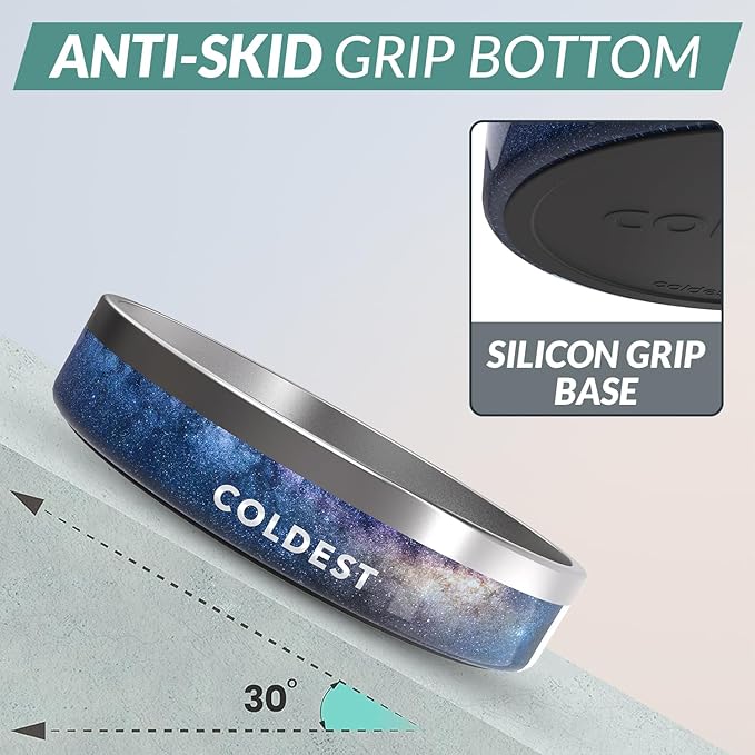 Coldest Dog Bowl - Anti Rust Metal, Non Slip, 3 Layers Insulated Stainless Steel Dog Bowls - Spill Proof & Heavy Duty - Water Bowl for Dogs, Cats & Pets, Dish Washer Safe (21 oz, Into The Beyond)-PawvioPets