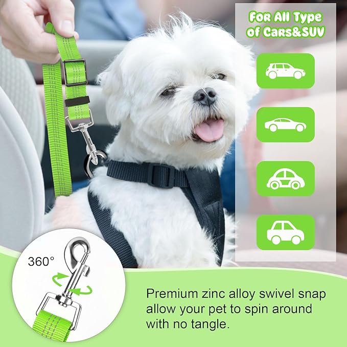 BWOGUE Pet Dog Cat Seat Belt Reflective Car Dog Headrest Restraint Leash Elastic Buffer Bungee Adjustable Tangle-Free Safety Leads Vehicle Seatbelt Harness for Small, Medium and Large Dogs (1 Pack)-PawvioPets