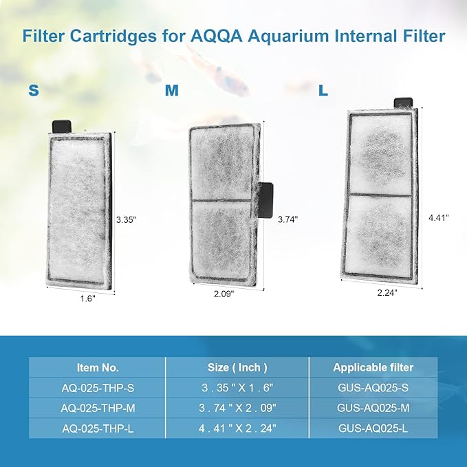 AQQA 8 Pack Aquarium Replacement Filter Cartridge Fish Tank Filter Cartridge for Aquarium Internal Filter (Large)-PawvioPets