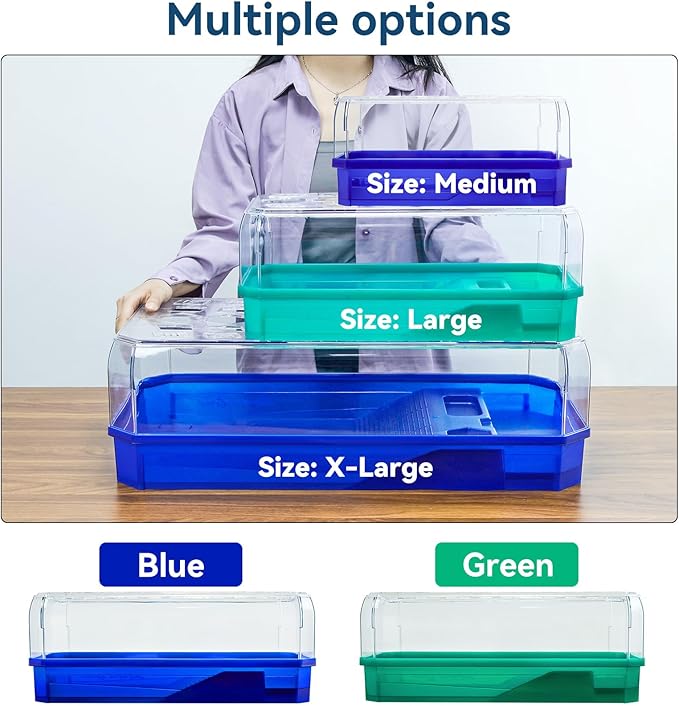 Aquatic Turtle Tank Habitat Kit Stone+Filter+Heat Lamp Enhancing Interaction with 360° Viewing, Standalone Filtration, DIY Creative Zone, Enriched Living (Green, X-Large[with Light])-PawvioPets