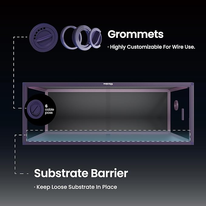 85 Gallon Reptile Tank, Front Opening Snake Tank for Easy Maintenance, Reptile Enclosure with Top Screen Ventilation 48''x24''x18''-PawvioPets