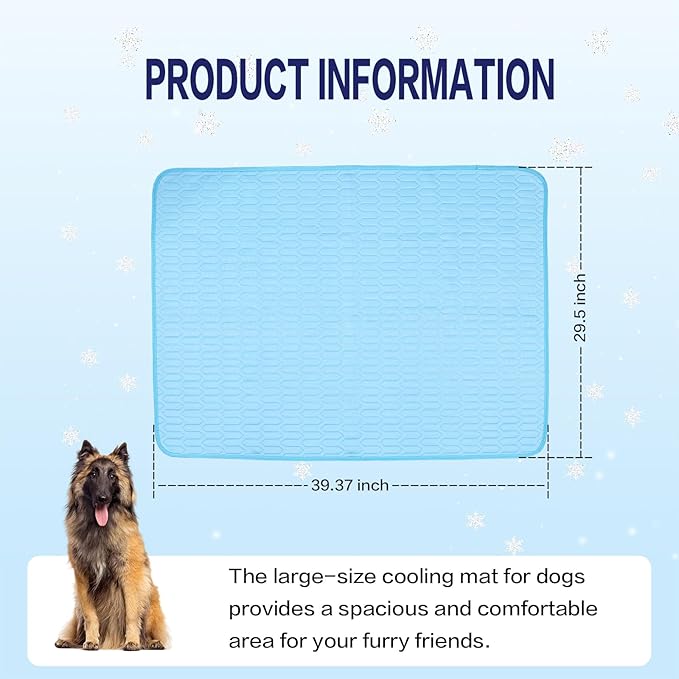 39 Inches× 29 Inches Cooling Mat for Dogs/Cats Immediately Dog Cooling Mat in Summer, Ice Silk Latex Anti-Slip Pet Sleeping Pad Sky Blue Dog Pad Suitable for Car/Indoor/Tourism Use-PawvioPets
