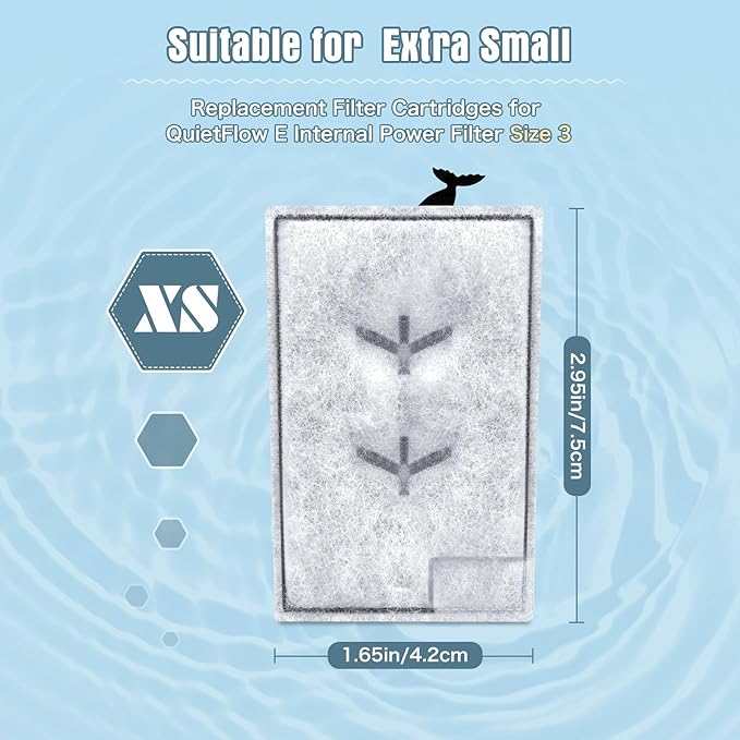 Erreloda 15 Packs Extra Small Filter Cartridges Replacement Compatible with Aqueon QuietFlow E Internal Power Filter Size 3-PawvioPets