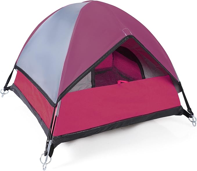 Cat Camping Tent, Cat Tent Bed, Pet Tent for Indoor Cat and Small Dog, Mini Tent (Red, 21 x 21 x 14 Inches)-PawvioPets