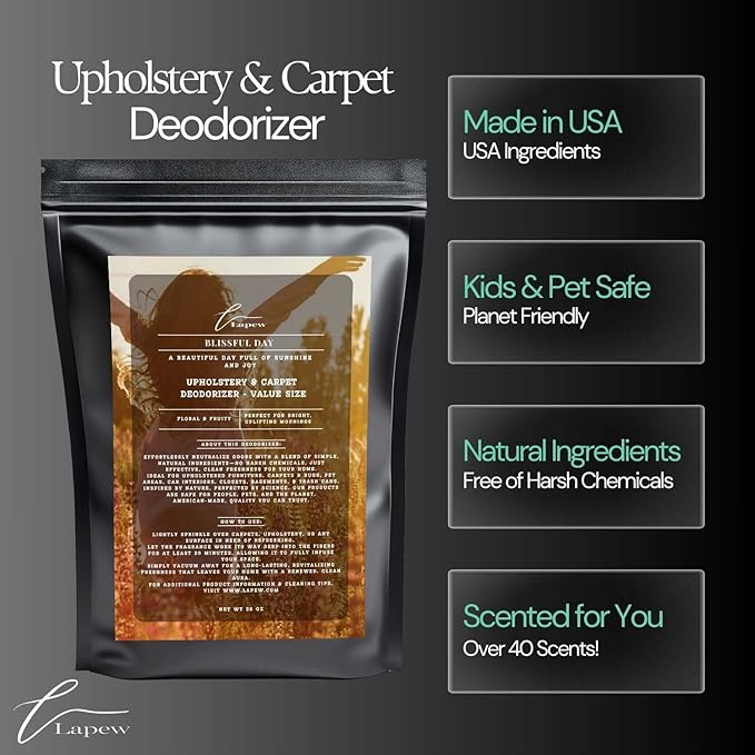 Blissful Day Carpet Freshener Powder Refill 36 oz | Powerful Odor Eliminator for Home | Upholstery Deodorizer | Carpet Deodorizer | Pet Urine | Cat Litter Box | Beautiful Day Fragrance-PawvioPets