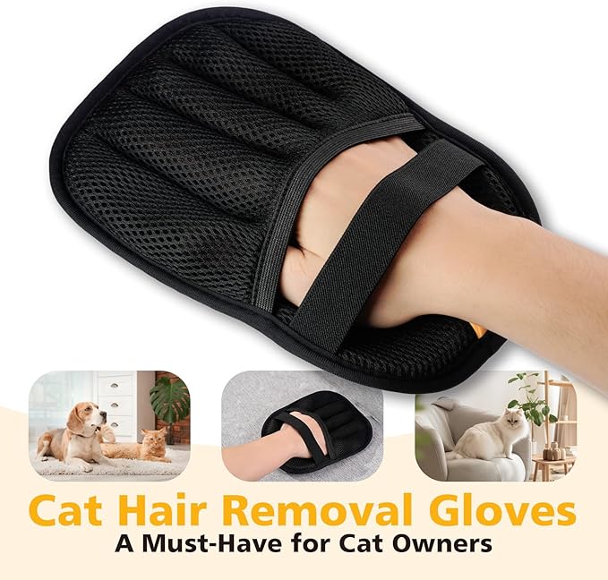 Cat Hair Gloves for Pet Hair Removal，Reusable Cats & Dog Pet Hair Remover Electrostatic Gloves for Pets Grooming,Furniture,Carpet,Car,Couch-PawvioPets