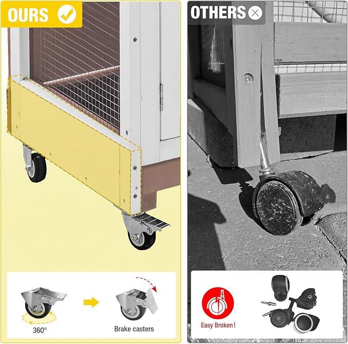 Aivituvin 2-Tier Rabbit Hutch with Tarp Door and Wheels Bunny Cage Indoor Outdoor Guinea Pig Cage Expandable with Pet Playpen 36" L, Brown-PawvioPets