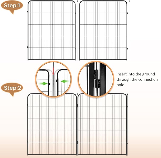 BestPet Dog Playpen Indoor 40 inch 4 Panels Metal Dog Pen Pet Dog Fence Outdoor Exercise Pen with Doors,Pet Puppy Playpen for RV Camping Yard, Black-PawvioPets