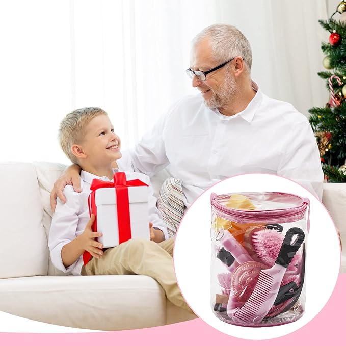 9 Pieces Horse Grooming Kit Tack Room Supplies Set with Organizer Tote Bag, Oval Massage Curry, Hard and Soft Brush, Hoof Pick, Sweat Scraper, Bathing Sponge, Combs for Horse Riders Beginners (Pink)-PawvioPets