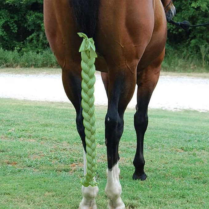 Dnoifne Horse Ponytail, 3 Tube Braided Tail Bag, Green, 1 Count-PawvioPets