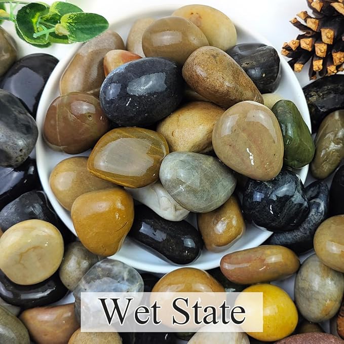 40lbs Natural River Rocks, 1-2" Premium Pebbles for Garden and Landscape Design, Hand-Picked Smooth Stones for Fish Tank, Flower Pots, Indoor Water Fountains, Pathways, Backyard-PawvioPets