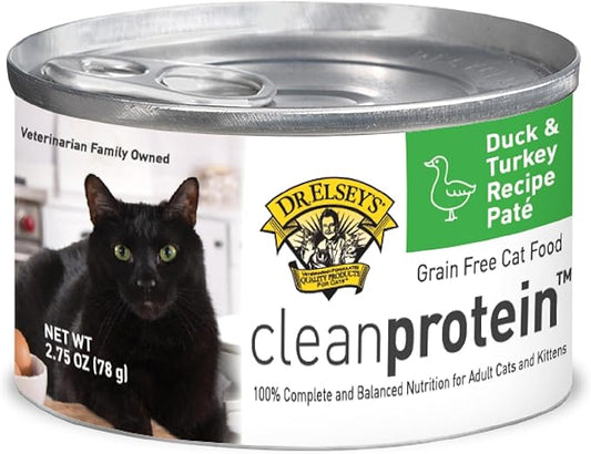 Dr. Elsey's cleanprotein Duck & Turkey Recipe Wet Cat Food (Case of 24), 2.75 oz Canned Food-PawvioPets