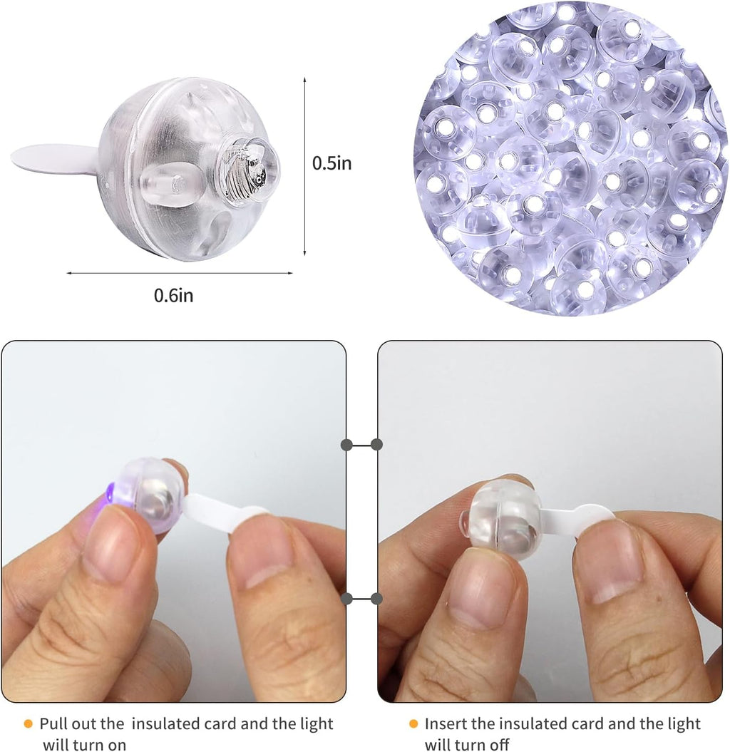 Aogist 200Pcs White Balloon Lights with Hook,Long Standby Time,Waterproof Mini Light for Birthday Party Wedding Christmas Halloween Easter Decorative (Flash)