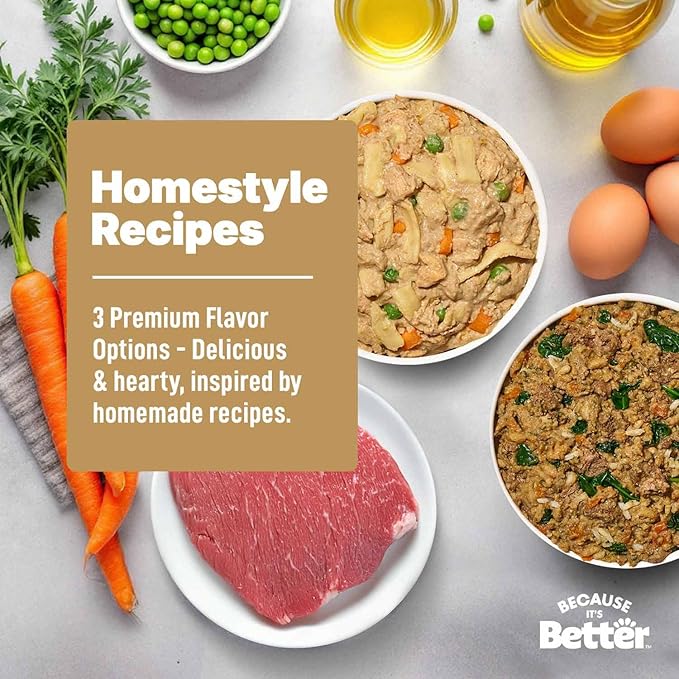 Because it's Better Entrée Complete Meal, Variety Pack, Human Grade Wet Dog Food, 10 oz Pouches, 6 Count-PawvioPets