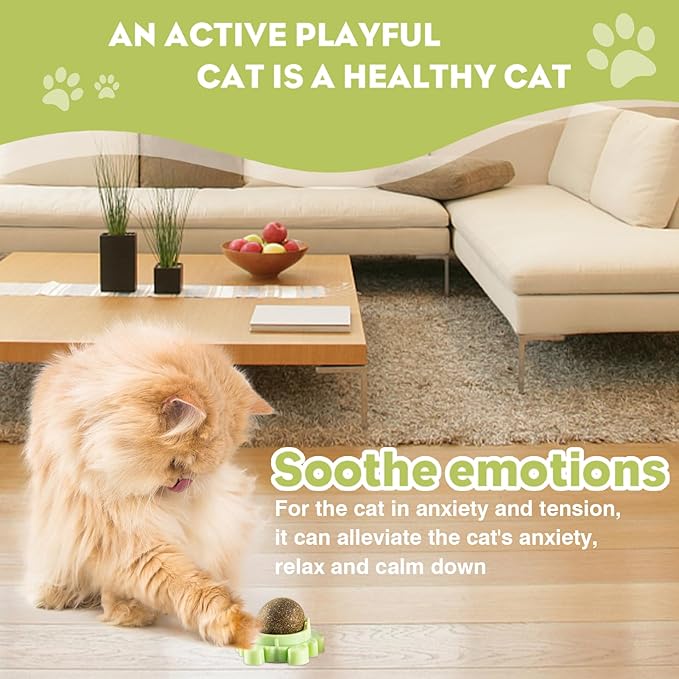 360° Catnip for Cats Wall Catnip Rollerball Licking Ball Cat Nips Mint Magic Cat Stick on Wall Crack Balls Lickable Play Chew Teeth Cleaning Pet Chew Indoor Outdoor-PawvioPets