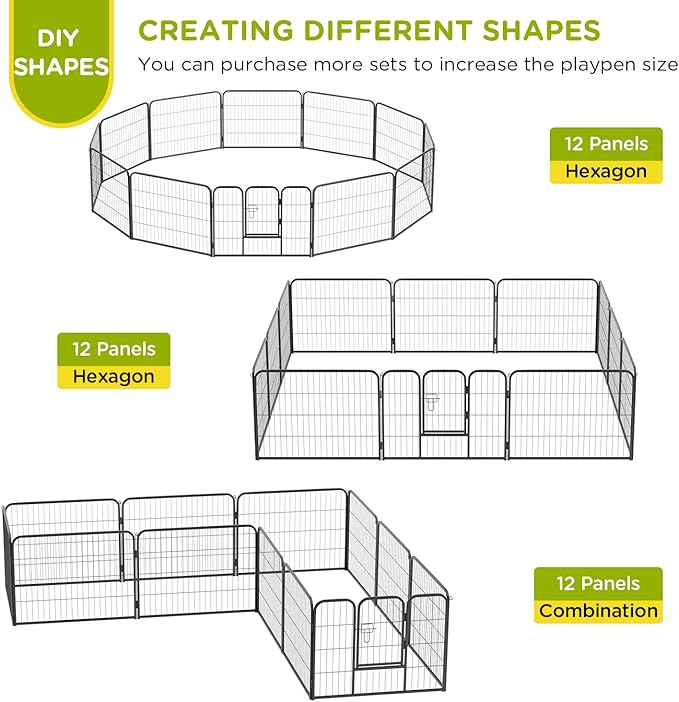 BestPet | Dog Playpen | 24 Inch, 12 Panels | Heavy Duty Metal Pet Exercise Pen | Indoor Outdoor Fence Panels | Rust-Resistant, Removable, Tool-Free Setup | Anti-Skid, Expandable Design-PawvioPets
