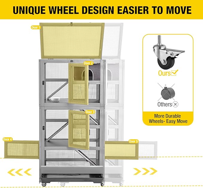 Aivituvin Ferret Cage Chinchilla Cage for Rat,Lizard,Squirrel, Chameleon,Gerbils and Other Small Animals-PawvioPets