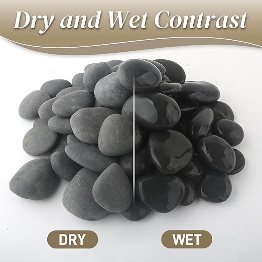 5 lbs Natural Mexican Beach Pebbles, 1-2 Inch Large River Rocks for Plants and Landscaping, Decorative Stone for Fish Tank Aquarium Fountain Garden Paving Walkways Pathways Backyard, Grey-PawvioPets