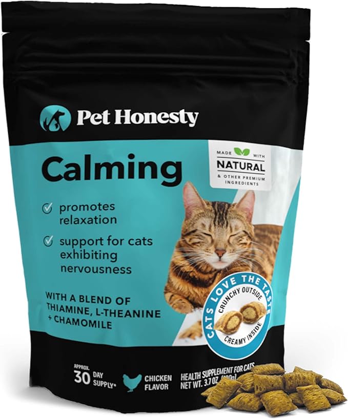 Calming Chews for Cats - Cat Anxiety Relief + Helps Reduce Stress - Behavioral Support & Promotes Relaxation for Travel, Boarding, Vet Visits, Separation Anxiety - Chicken (30-Day Supply)-PawvioPets