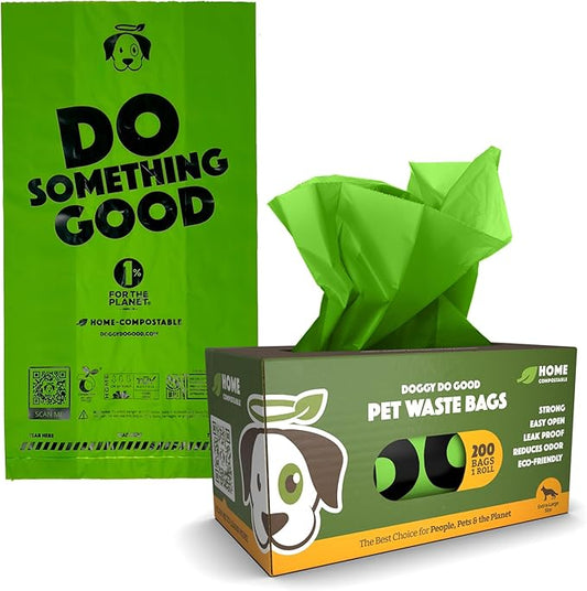 Doggy Do Good Poop Bags for Dogs (200 Ct), Easy Open Dog Poop Bags Rolls, Certified Home Compostable-PawvioPets