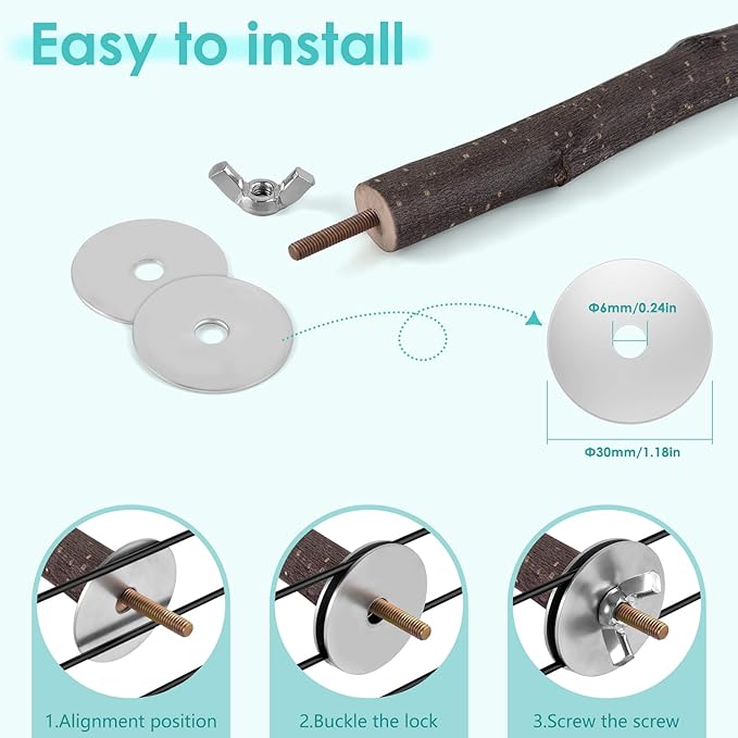 Bird Perches, 6 Pcs Natural Wood Parrot Perch Stand Chew Toys, Hanging Multi-Branch Parrot Perch Platform Swing Toy Cage Accessories for Small Parakeets, Budgies, Lovebirds, Canaries, Finches-PawvioPets