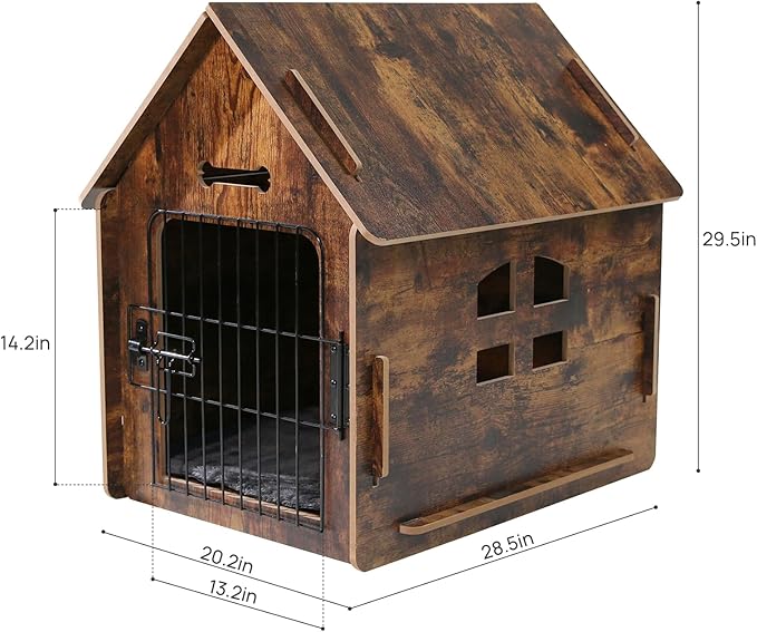 Dog House Indoor for Small Dogs or Cats, Cozy Wooden Design, Small Indoor Bed House, with Air Vents and Elevated Floor Warm Dog Cave (Large Color-2)-PawvioPets