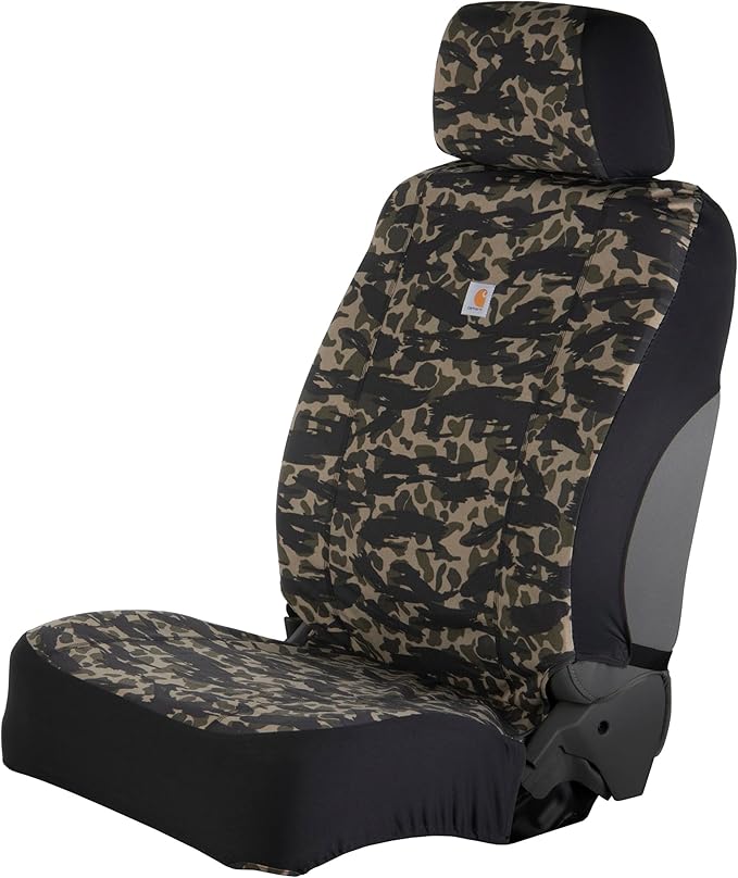 Carhartt Universal Nylon Duck Canvas Fitted Bucket Seat Cover, Durable Seat Protection with Rain Defender, Single, Blind Duck Camo-PawvioPets