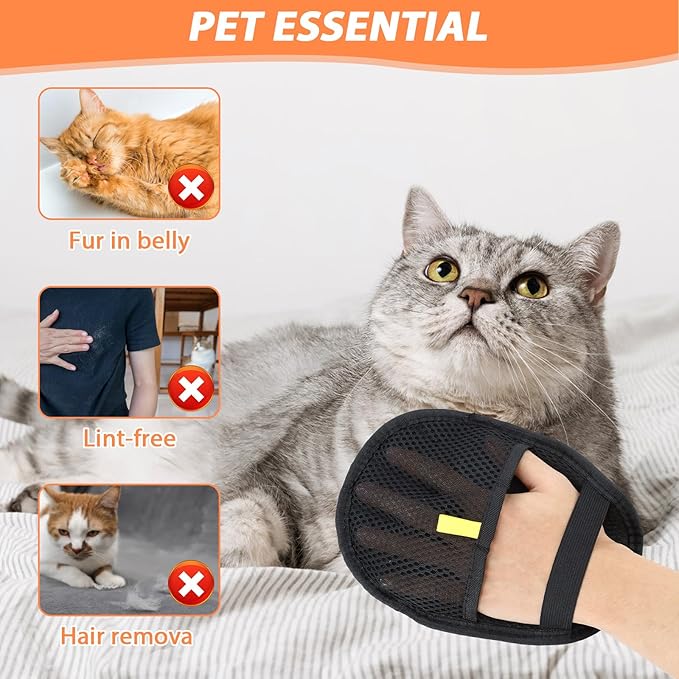 4 Pcs Pet Hair Remover Electrostatic Gloves, Upgrade Static Removal Gloves for Pet Hair, Reusable Multifunctional for Couch, Furniture, Carpet, Car Seat, Massage of Dogs and Cats-PawvioPets