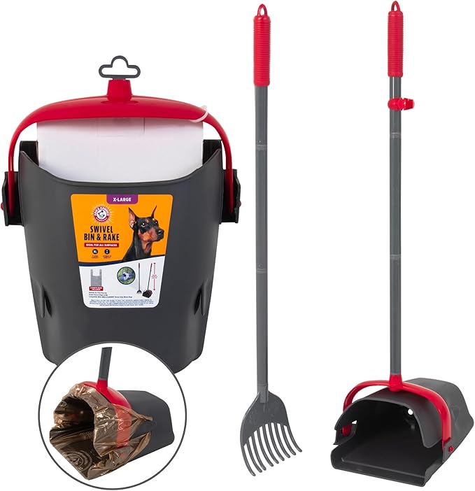 Arm & Hammer Pooper Scooper for Extra Large Dogs Heavy Duty, Outside Yard Dog Poop Scoop Pet Waste Clean Up with Bag Attachment - 2 Waste Bags Included-PawvioPets