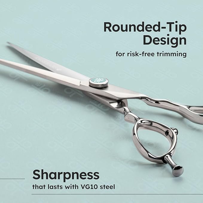 7" Dog Grooming Scissors – Sawtooth Blade, VG10 Stainless Steel for Sharpness, Durability, and Edge Retention, Perfect for Grooming Maltese, Yorkie, Schnauzer-PawvioPets