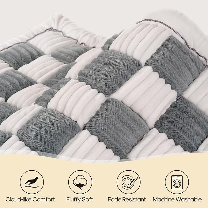 Backseat Pet Bed Mat, Non-Slip Plaid Dog Bed for Car Back Seat, Flannel Backseat Dog Bed, Fit for Backseat Extenders and Trucks SUVs (Bluegrey&White, 24.8x54 inch)-PawvioPets