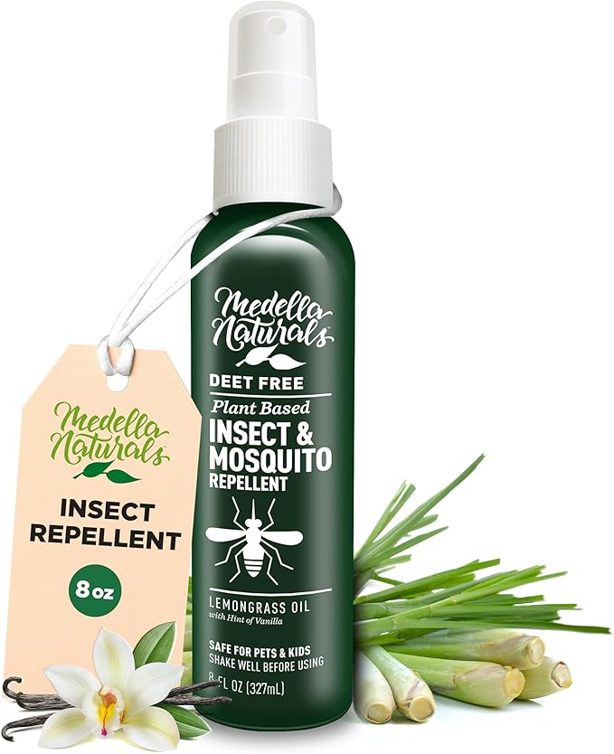 Deet-Free Insect & Mosquito Repellent 8oz – Nice Smelling Insect Repellent with Lemongrass Oil Safe for Pets and Kids – Bug Spray Against Mosquitoes, Gnats, Black Flies, No-See-ums, and Other Insect-PawvioPets