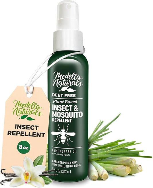 Deet-Free Insect & Mosquito Repellent 8oz – Nice Smelling Insect Repellent with Lemongrass Oil Safe for Pets and Kids – Bug Spray Against Mosquitoes, Gnats, Black Flies, No-See-ums, and Other Insect-PawvioPets