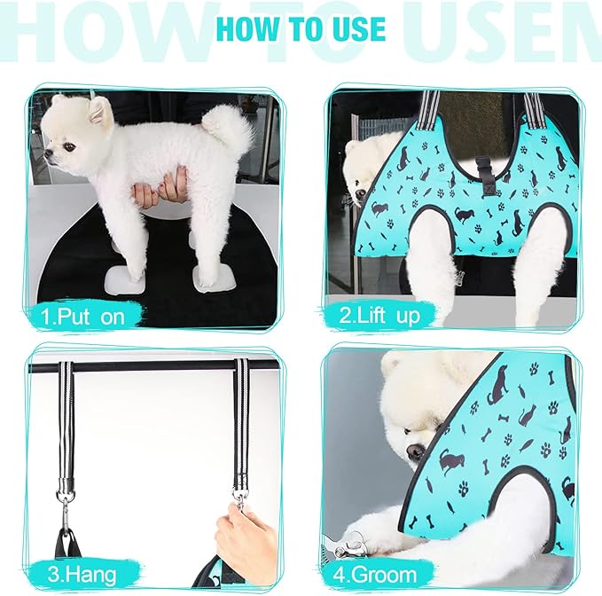 Dog Grooming Hammock - Pet Harness for Grooming Nail Trimming (M 40lb), Dog Sling for Nail Clipping, Dog Hanging Holder for Cutting Nail with Nail Clippers-PawvioPets