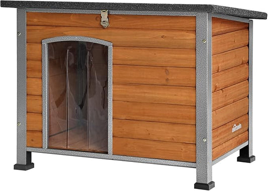 Aivituvin Dog House Outdoor & Indoor Unique All-Around Iron Frame Dog Kennel for Winter with Raised Feet Weatherproof for Small & Medium & Large Dogs-PawvioPets