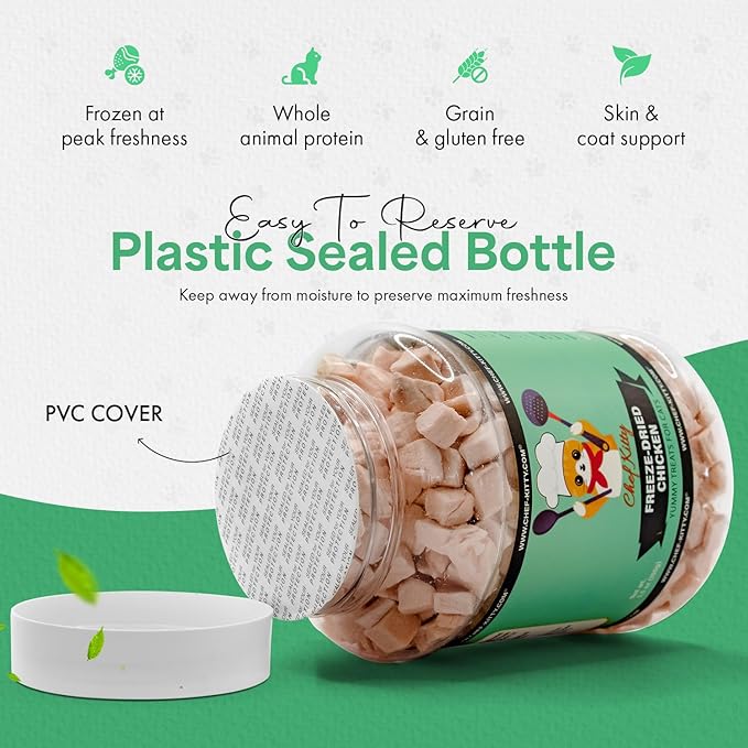 Freeze-Dried Chicken Treats for Cats & Dogs – 100% Human Grade, Single Ingredient, High-Protein, Healthy Snack – No Additives or Preservatives – 3.5oz - Inspected & Tested in USA-PawvioPets