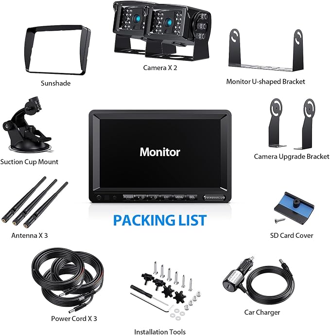 1080P FHD Digital Wireless Backup Camera System Kit for RV/Truck/Trailer/Van/Bus,Night Vision,7inch HD LCD Monitor,IP69 Waterproof Rear View Camera No Interference Record-HW02-M-PawvioPets