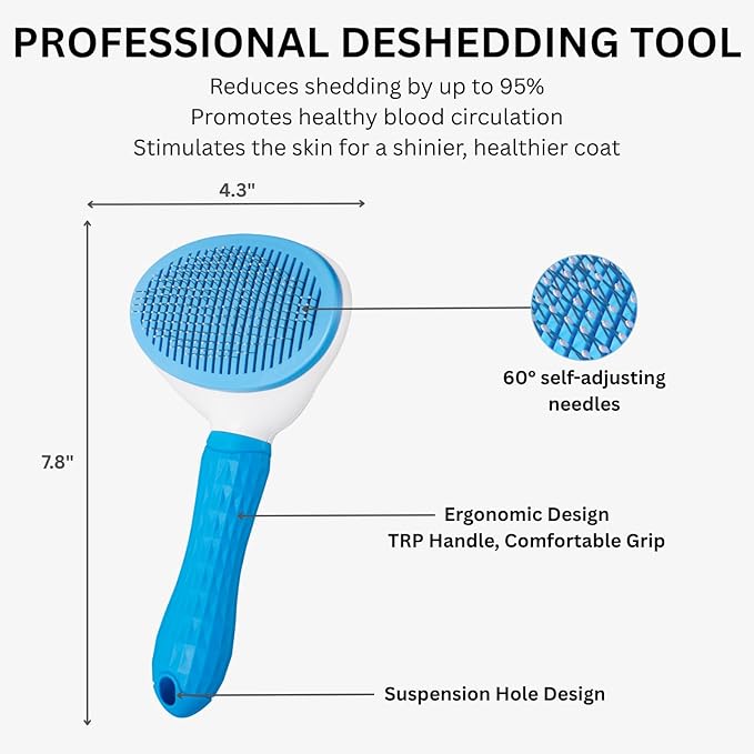 AIXINPET Cat & Dog Self Cleaning Slicker Brush - Easy to Remove Loose Fur, Harmless Deshedding Grooming Tool, Massaging Function - Suitable for Shedding & Furry Pets, like Rabbits and Ferrets-PawvioPets