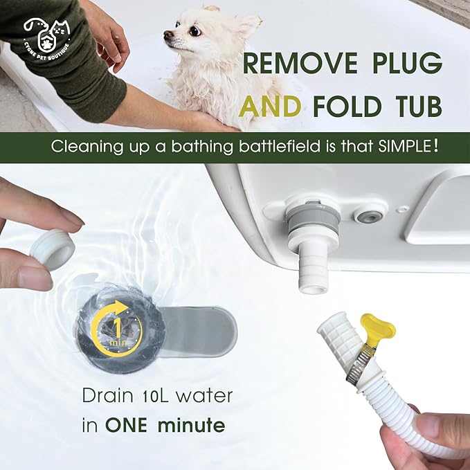 CYGNE 2-in-1 Dog Bathtub & Washing Station, Elevated Collapsible Bathtub with Drainhole & Storage Rack, Foldable Portable Indoor/Outdoor Pet Bathing & Grooming for Small Dogs Cats-PawvioPets