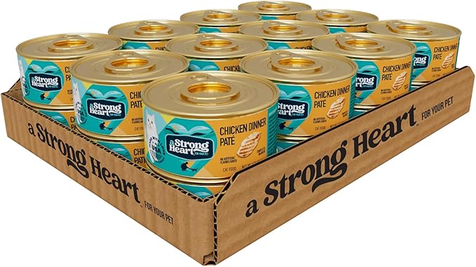 A Strong Heart Canned Wet Cat Food, Chicken Dinner Paté - 3 oz Cans (Pack of 24), Made in The USA with Real Chicken-PawvioPets