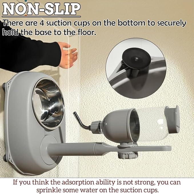 Fhiny Dog Water Feeder Bottle with Stand, Dispenser Automatic Water Food Bowl for Cage Leak-Proof No-Drip Adjustable Raised Pet Slow Water Bottle Dog Kennel Durable Drinker Container-PawvioPets