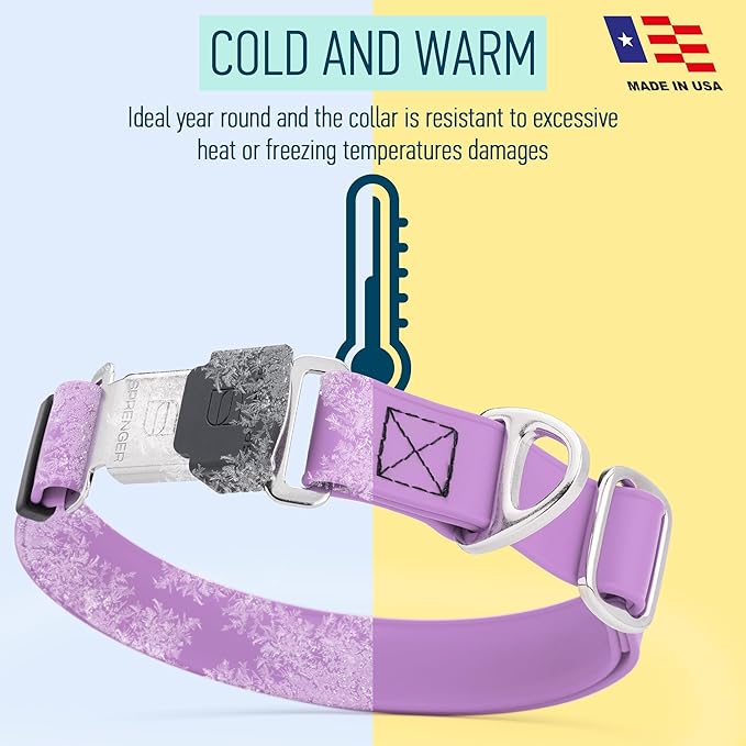 Dogline Biothane Waterproof Dog Collar with Herm Sprenger Stainless Steel Quick Release Buckle – Heavy Duty Tactical Durable Collar for Dogs – Comfortable and Safe Pet Collar, W 1" L 15-25", Amethyst-PawvioPets