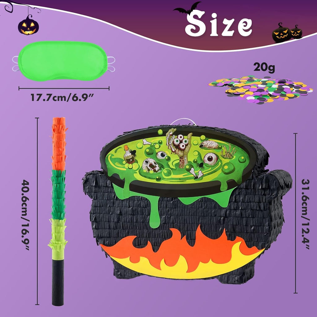 WERNNSAI Halloween Witch Pinata - Halloween Witch Pot Pinata Hallo-ween Birthday Party Decorations Baby Hallows Eve Costumes Party Games for Kids Wizarding World Decor Supply Bubbling Cauldron Design