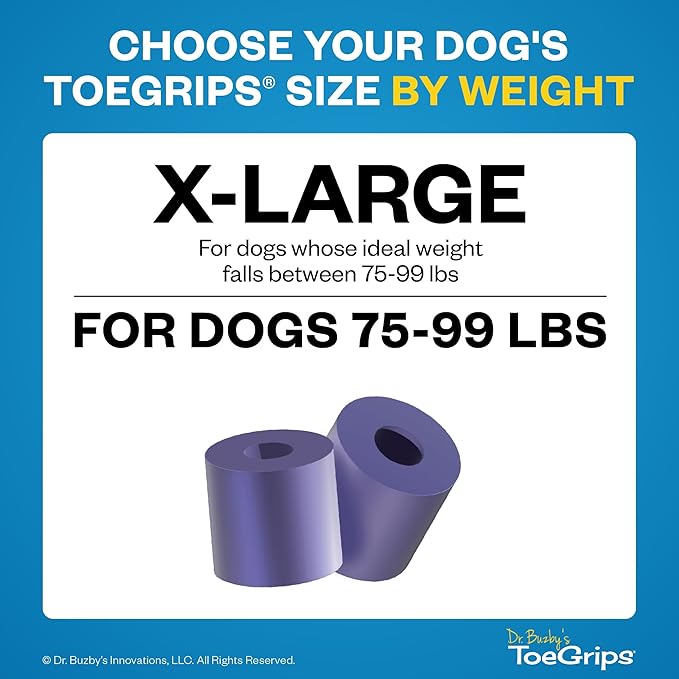 Dr Buzby's XLarge ToeGrips for Dogs - Instant Traction on Wood/Hardwood Floors - Anti Slip Relief - Grippers for Senior Dogs - Stop Sliding Instantly - Rubber Nails for Paws - 1 Pack (20 Grips)-PawvioPets