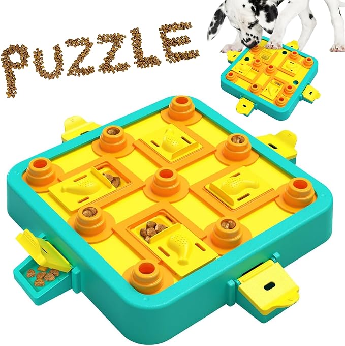 Dog Puzzle Toy Mental Stimulation - Level 3 in 1 Dogs Food Feeder Puzzle, Dog Treat Puzzle Feeder (Advanced-Blue Board)-PawvioPets